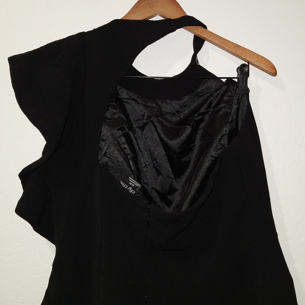 One-Shoulder Ruffle Fit & Flare Dress - Black - Picture 8 of 10